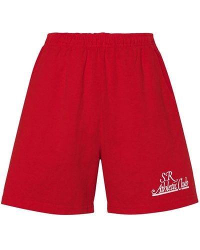 Sporty & Rich Jersey Shorts Met Logoprint - Rood