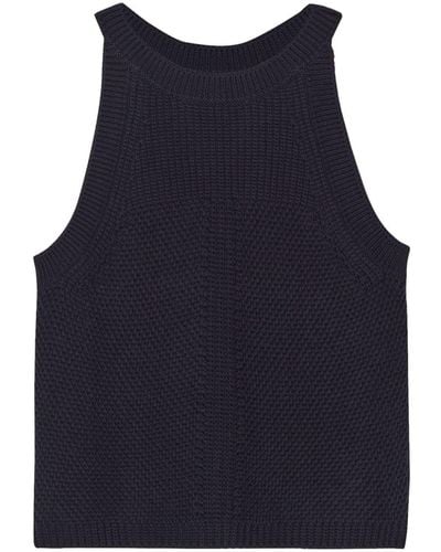 Closed Ribbed-knit Organic Cotton Tank Top - Blue