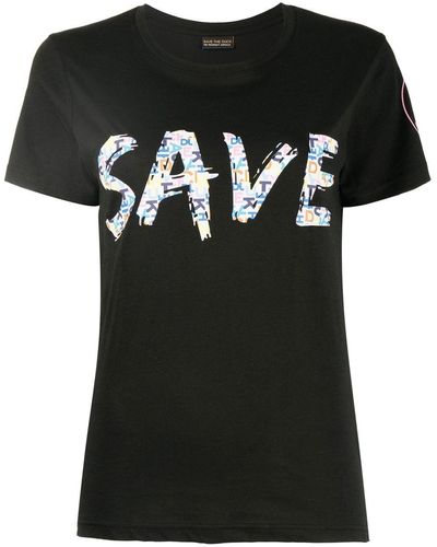 Save The Duck T-shirt Met Logoprint - Zwart