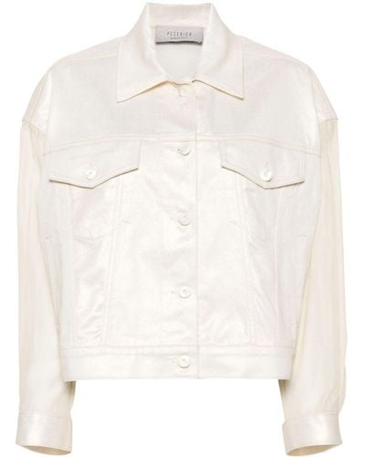 Peserico Metallic-effect Semi-sheer Sleeve Jacket - White