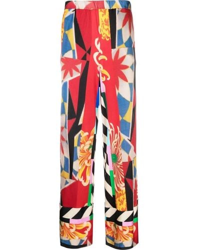 Pierre Louis Mascia Febo Graphic-print Wide Trousers - Red