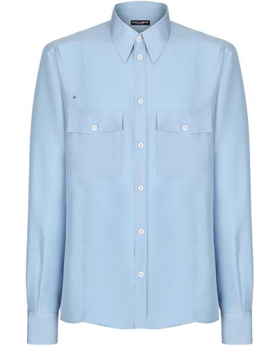 Dolce & Gabbana Seidenhemd mit Knopfleiste - Blau
