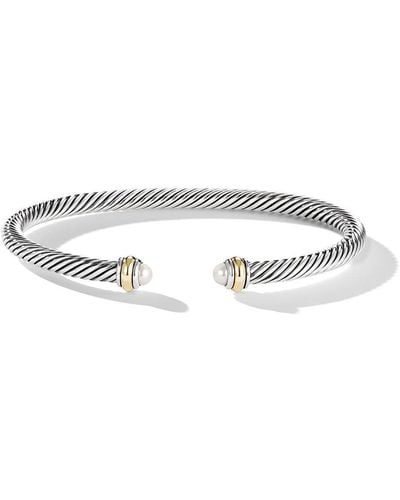 David Yurman 18kt Yellow Gold And Sterling Silver Cable Classics Pearl Bracelet - Metallic