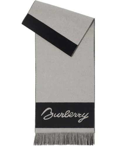 Burberry Ekd Logo Wool Scarf - Grey