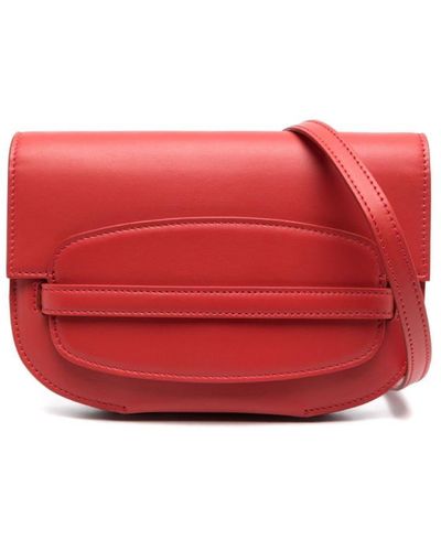 SAVETTE Sport Convertible Leather Crossbody Bag - Red