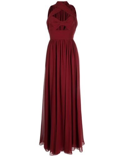 Elie Saab Hooded Sleeveless Silk Gown - Red