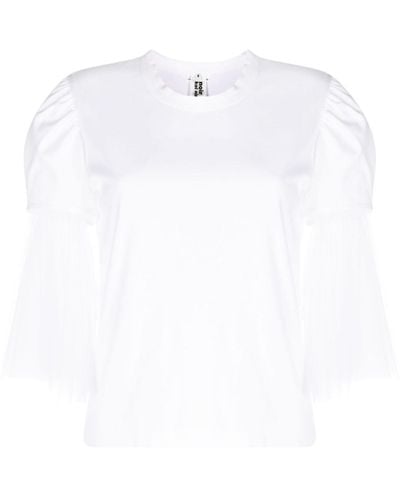 Noir Kei Ninomiya T-shirt con maniche in tulle - Bianco