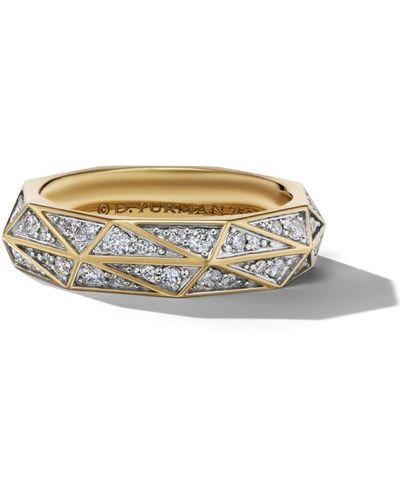 David Yurman 18kt Yellow Gold Torqued Diamond Ring - Metallic