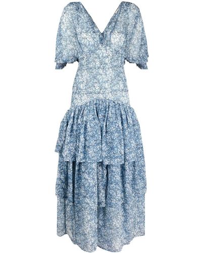 byTiMo Maxi-jurk Met Klokmouwen - Blauw