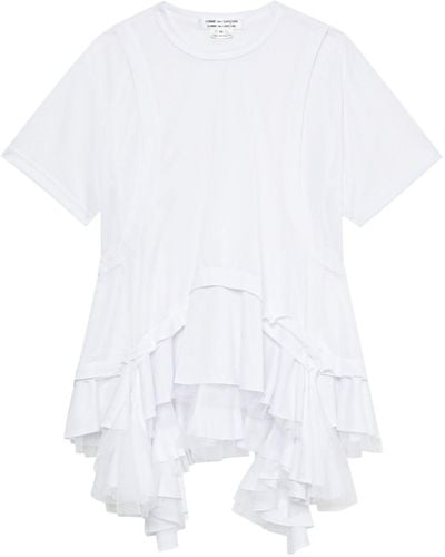 Comme des Garçons Asymmetric Ruffled T-shirt - White