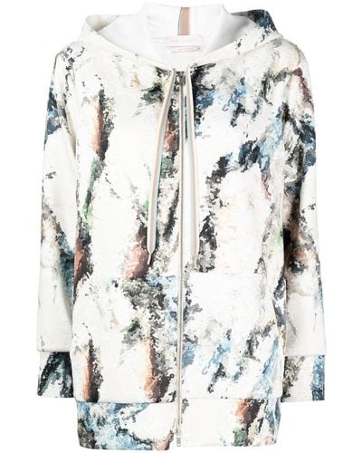 Saiid Kobeisy Graphic-print Sequin Embellished Zip-up Hoodie - White