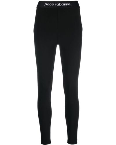 Rabanne Logo-waistband High-waisted leggings - Black