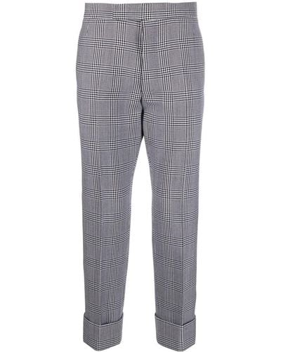Thom Browne Check-pattern Cropped Trousers - Grey