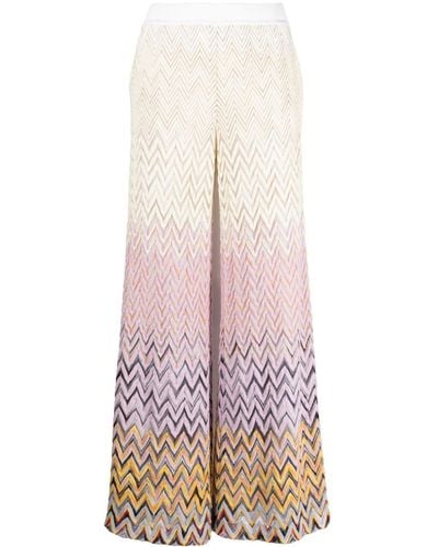 Missoni Pantalones anchos con tejido en zigzag - Rosa