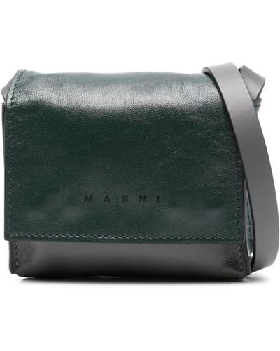 Marni Logo-print Leather Crossbody Bag - Green