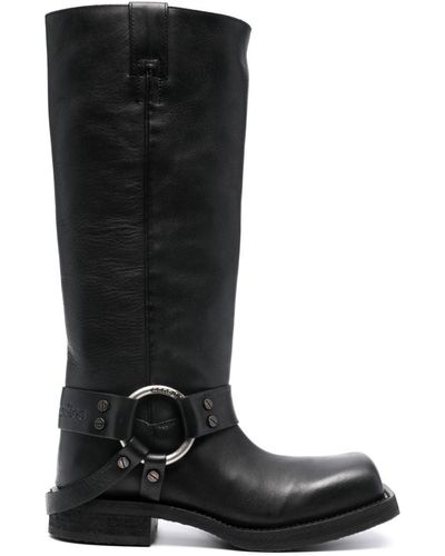 Acne Studios 30mm Square-toe Leather Boots - Black