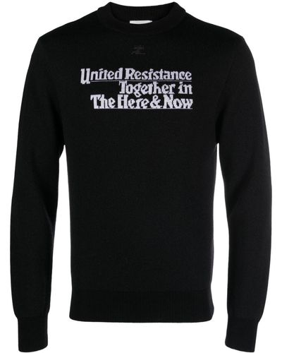 Courreges Resistance Jacquard Ribbed-knit Sweater - Black