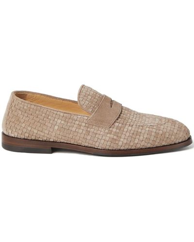 Brunello Cucinelli Woven Suede Loafers - Brown