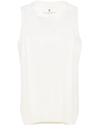 Ermanno Scervino Lace-detail Knitted Top - White