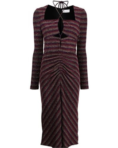 Rebecca Vallance Glitter-striped Keyhold Detail Dress - Purple