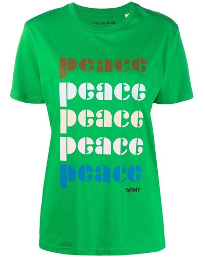 Yves Salomon Camiseta con motivo de símbolo de la paz - Verde