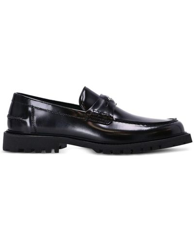 BOSS Logo-plaque Leather Loafers - Black