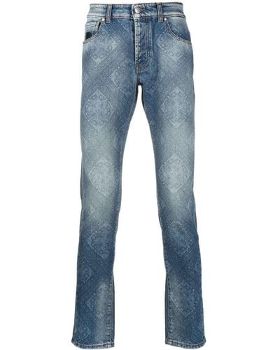 John Richmond Monogram Slim-fit Jeans - Blue