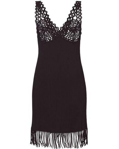 Proenza Schouler Embroidered-detail Ribbed-knit Dress - Black