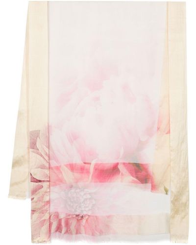 Faliero Sarti Seidenschal mit Blumen-Print - Pink
