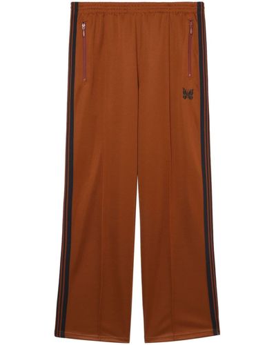 Needles Pantalones de chándal con logo bordado - Marrón