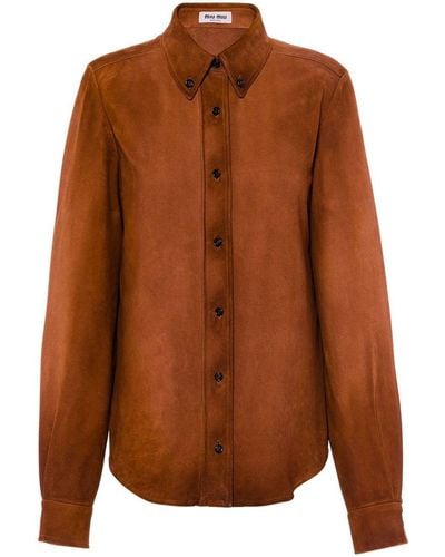 Miu Miu Long Sleeve Shirt - Brown