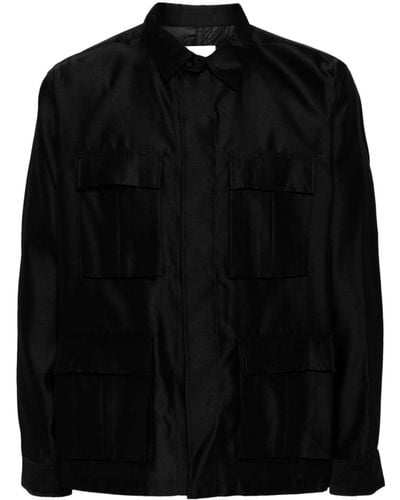Toga Long-sleeves Satin Shirt - Black