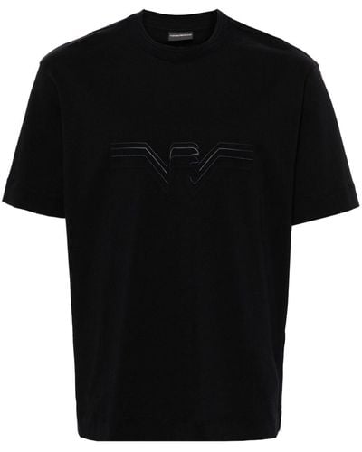 Emporio Armani T-shirt en coton à logo embossé - Noir