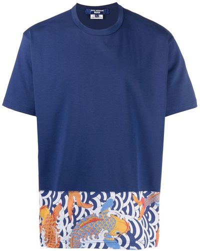 Junya Watanabe T-shirt Met Print - Blauw