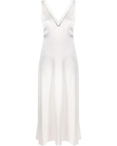 Peserico Rhinstone-embellished Satin Dress - White