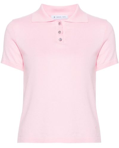 Manuel Ritz Knitted Cotton Polo Top - Pink