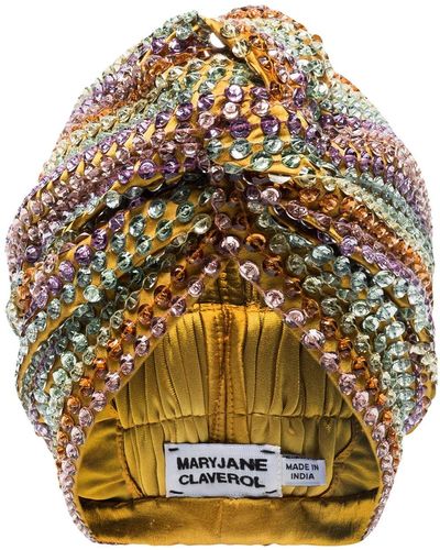 MaryJane Claverol Multicoloured Malibu Beaded Sequin Turban - Yellow