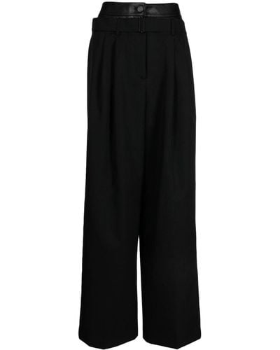 Juun.J Double-layer Wide-leg Wool Trousers - Black