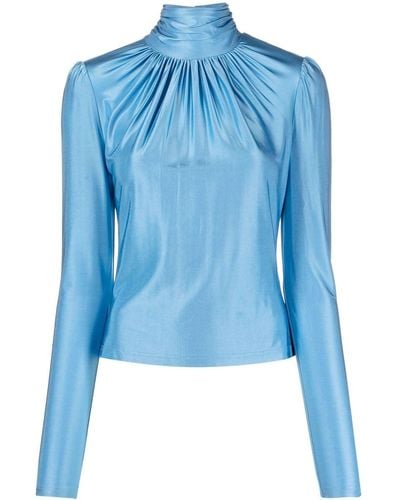 Rabanne Ruched Long Sleeved Top Blue