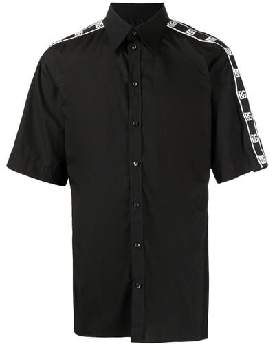 Dolce & Gabbana Chemise en coton à bande logo - Noir