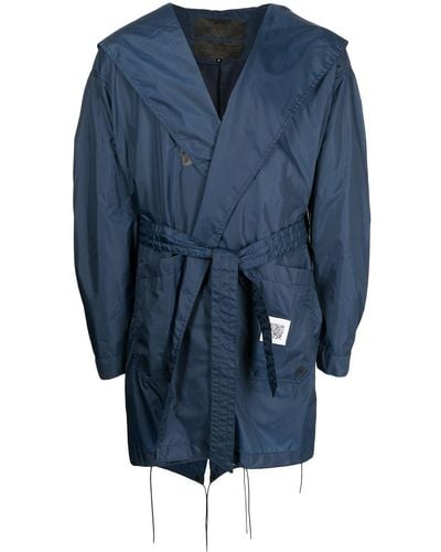 Fumito Ganryu Reflective Panel Hooded Raincoat - Blue