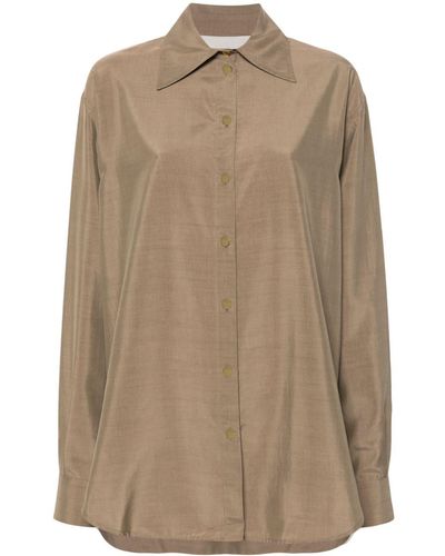 Quira Pointed-collar Buttoned Shirt - Natural