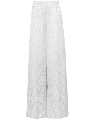 Fendi Logo-motif Palazzo Trousers - White