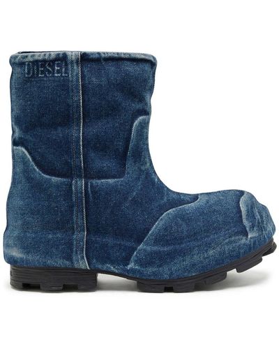 DIESEL D-Hammer Chelsea-Boots im Jeans-Look - Blau