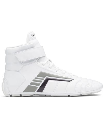 Prada High-Top-Sneakers mit Klettverschluss - Weiß