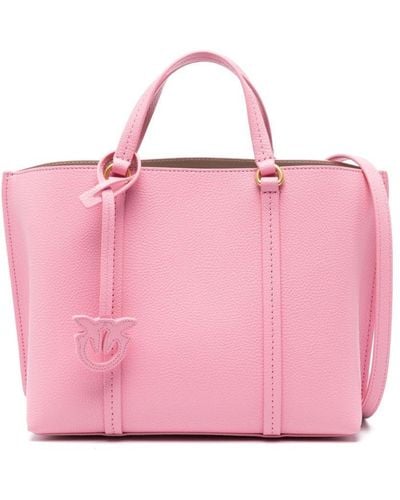 Pinko Classic Tumbled Leather Tote Bag - Pink