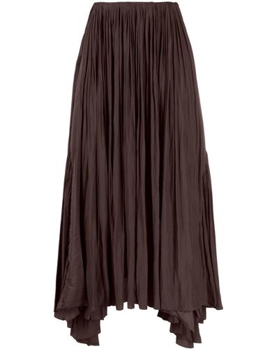 Lanvin Asymmetric Gathered Maxi Skirt - Brown