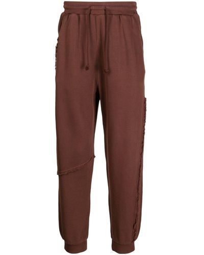 FIVE CM Frayed Drawstring Cotton Track Trousers - Brown