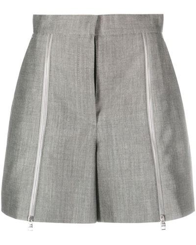 Alexander McQueen Zip-detail Wool Mini Shorts - Grey
