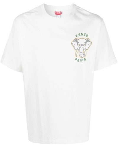 KENZO T-shirt blanc cassé à image à logo - paris 'varsity jungle'